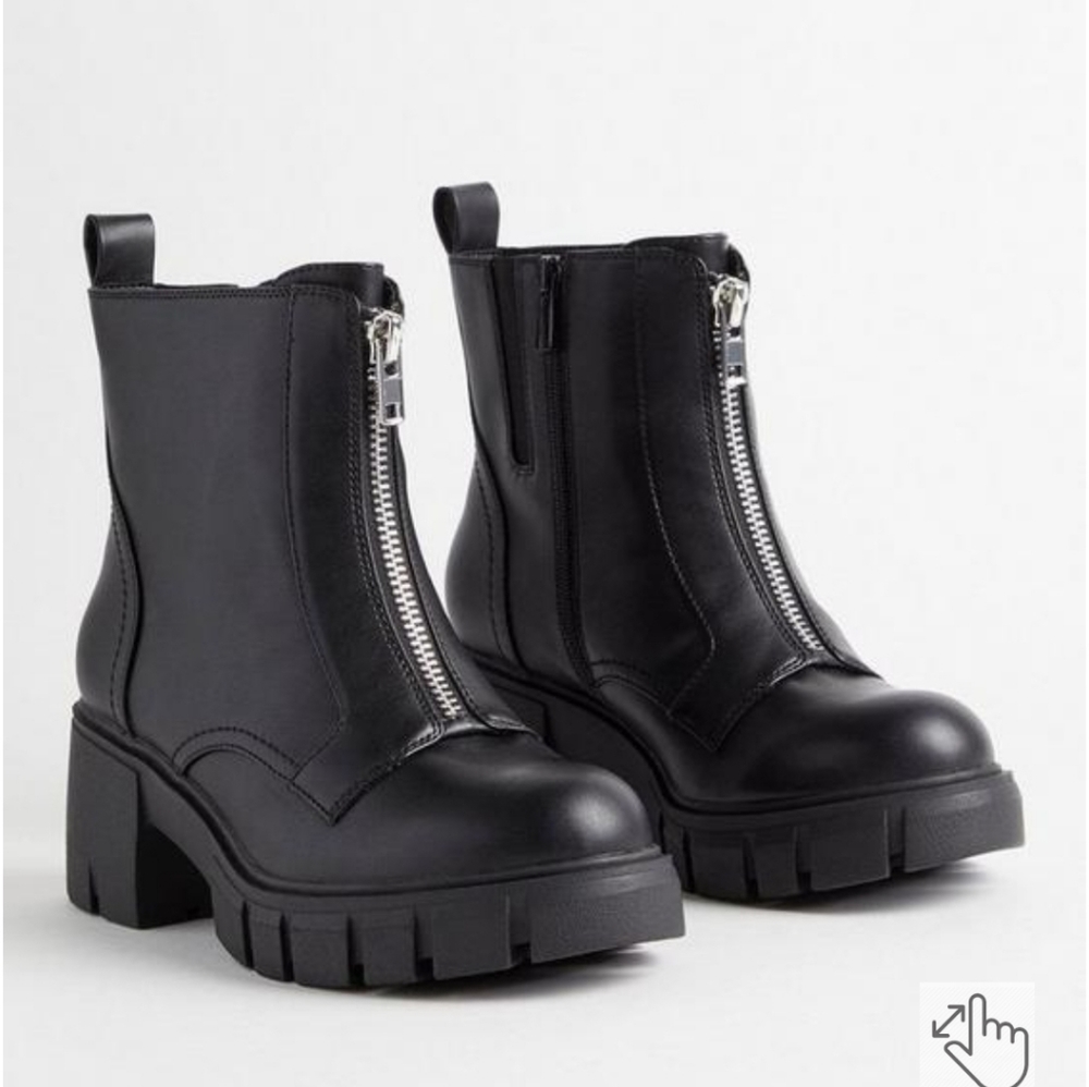 Torrid Black combat boots with front Zipper